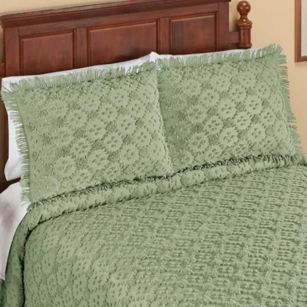 Better Trends Hawley Tufted Circle Design Chenille Pillow Sham In Sage NWT